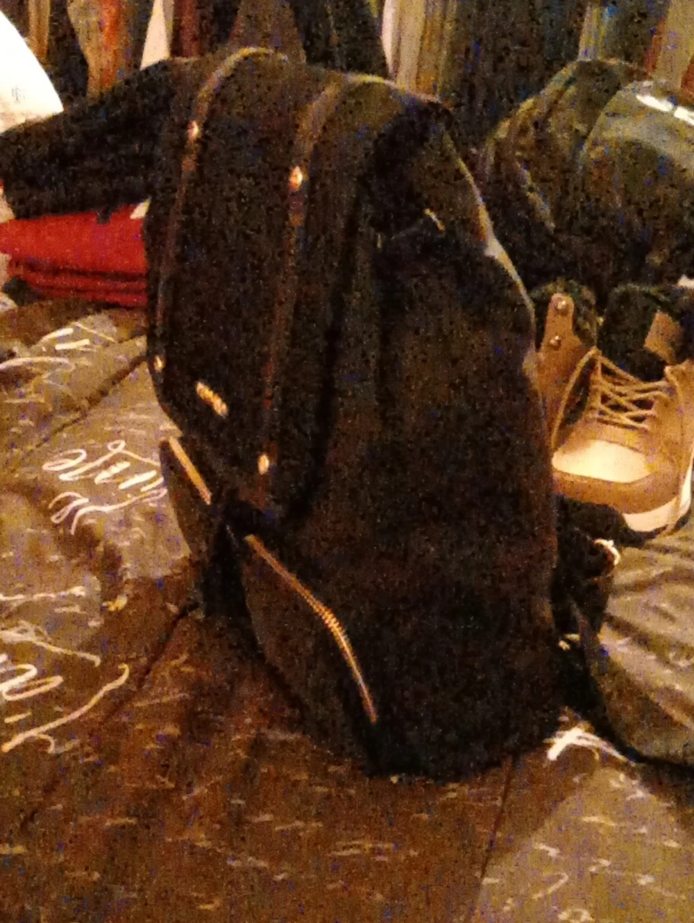 Calvin Klein Black Backpack with Gold Accents